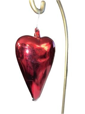 Unbranded Red Glass Heart Ornament One Size